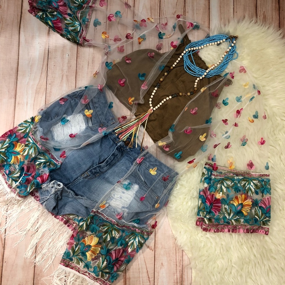 Sheer Embroidered Duster